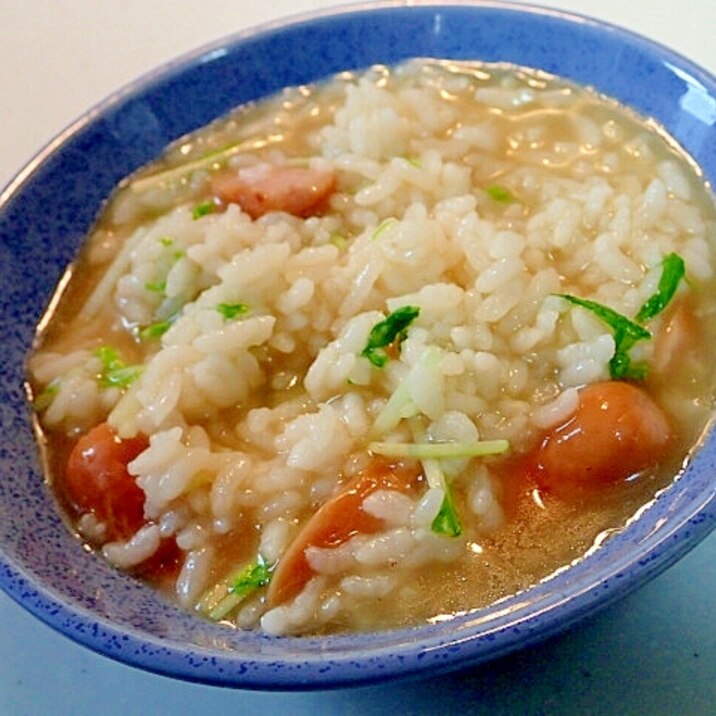 中華あじで ウインナーと水菜の雑炊 レシピ 作り方 By ぷ みぃまま 楽天レシピ